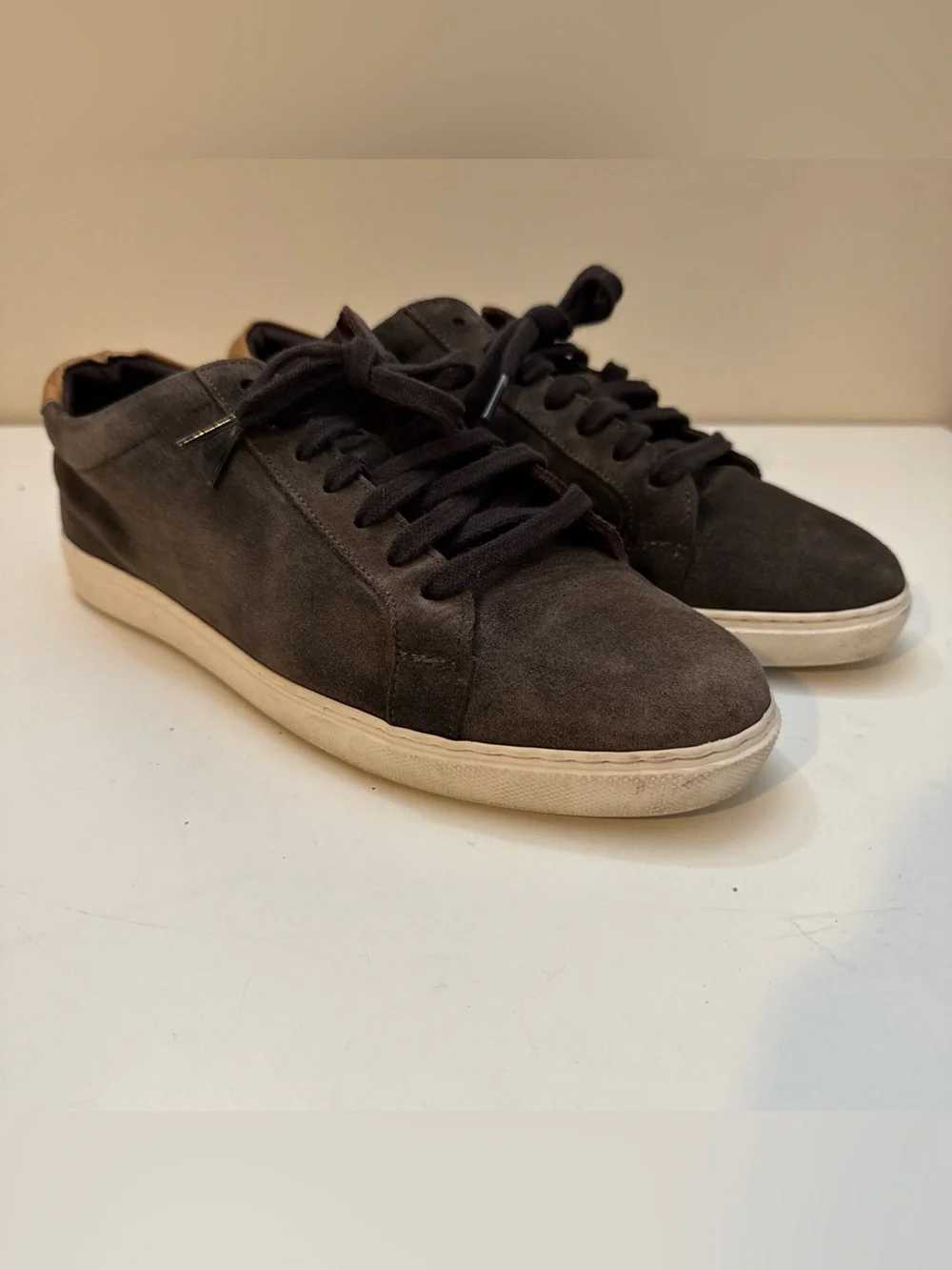 Allen Edmonds Men's Size 8E Courtside Leather Suede Sneakers Brown-Grey 3579